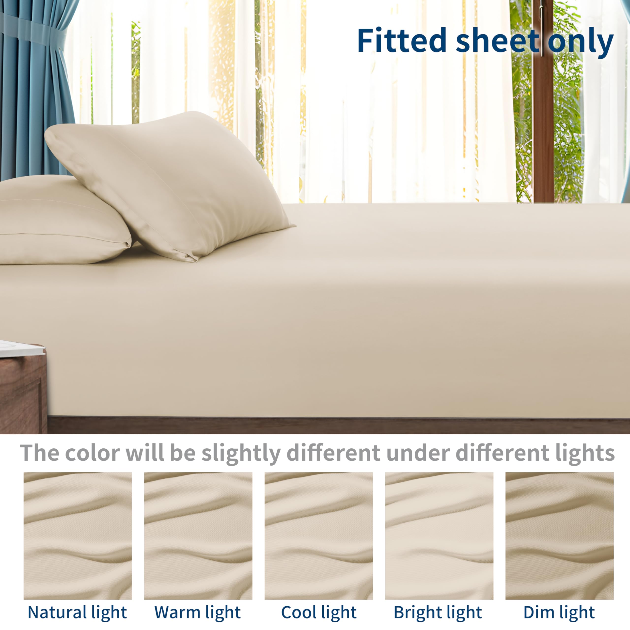 Zaizaihome king size sheet measures 78 by 80 inches in beige.