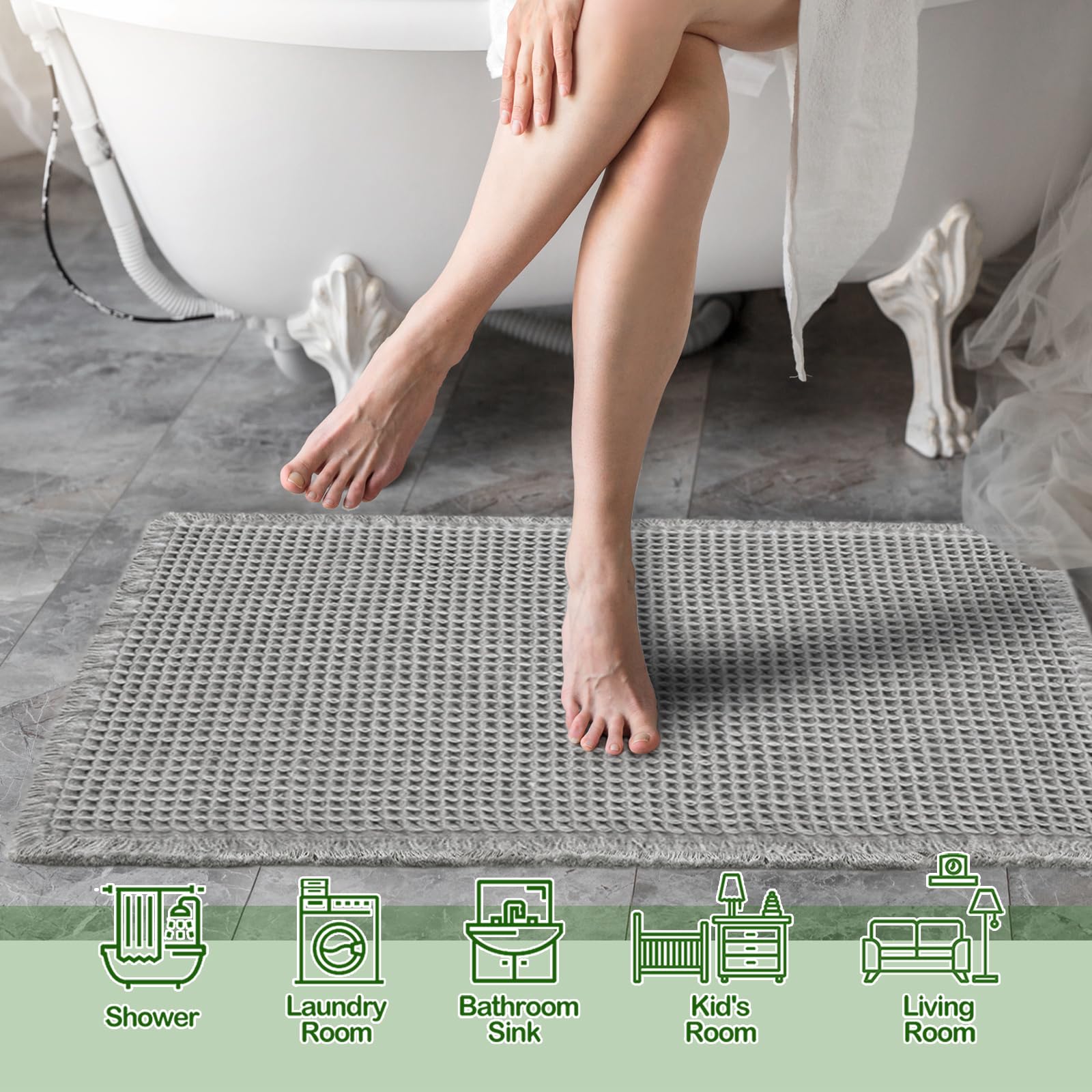 ZALL non-slip back keeps mat securely in place on wet floors.