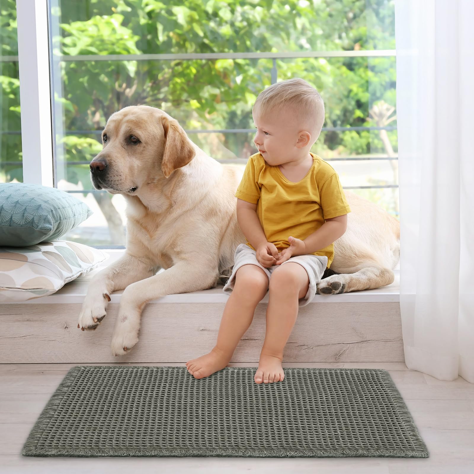 ZALL waffle bath mat 24x36 inch dark green shade complements modern bathrooms