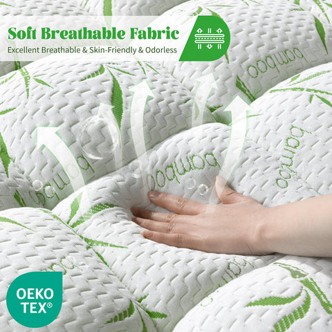 Zalmureta bamboo viscose topper close-up highlighting breathable, cooling comfort.