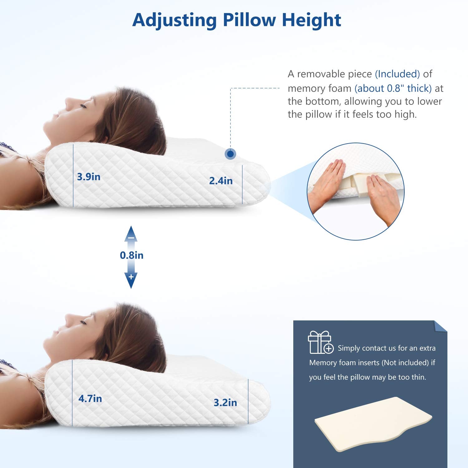 ZAMAT breathable, removable pillowcase detail emphasizes ease of care.