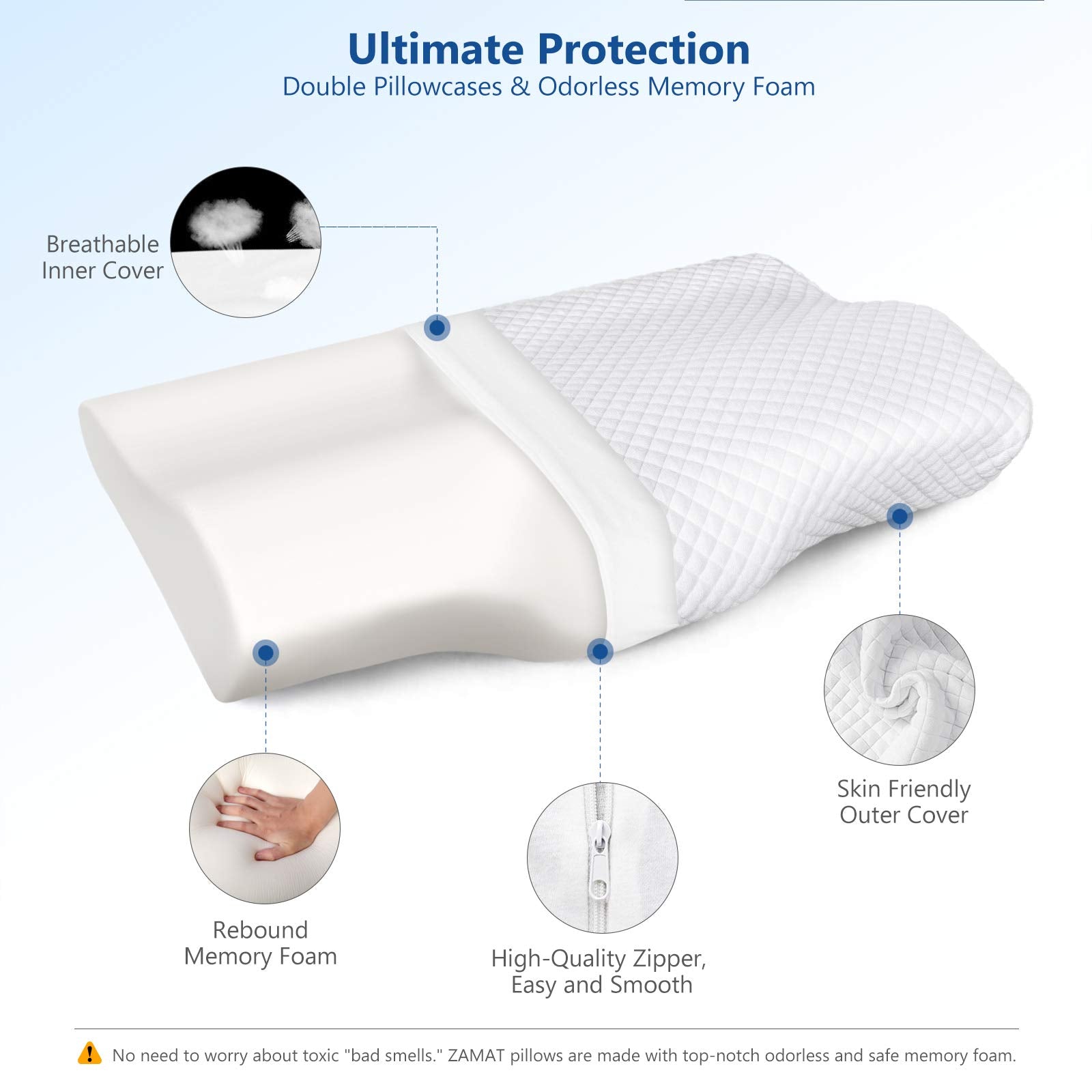 ZAMAT double pillowcases with quilted cover for plushness and protection.