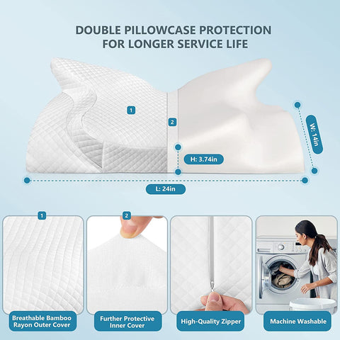 ZAMAT double pillowcases with zipper protectors around pillow.