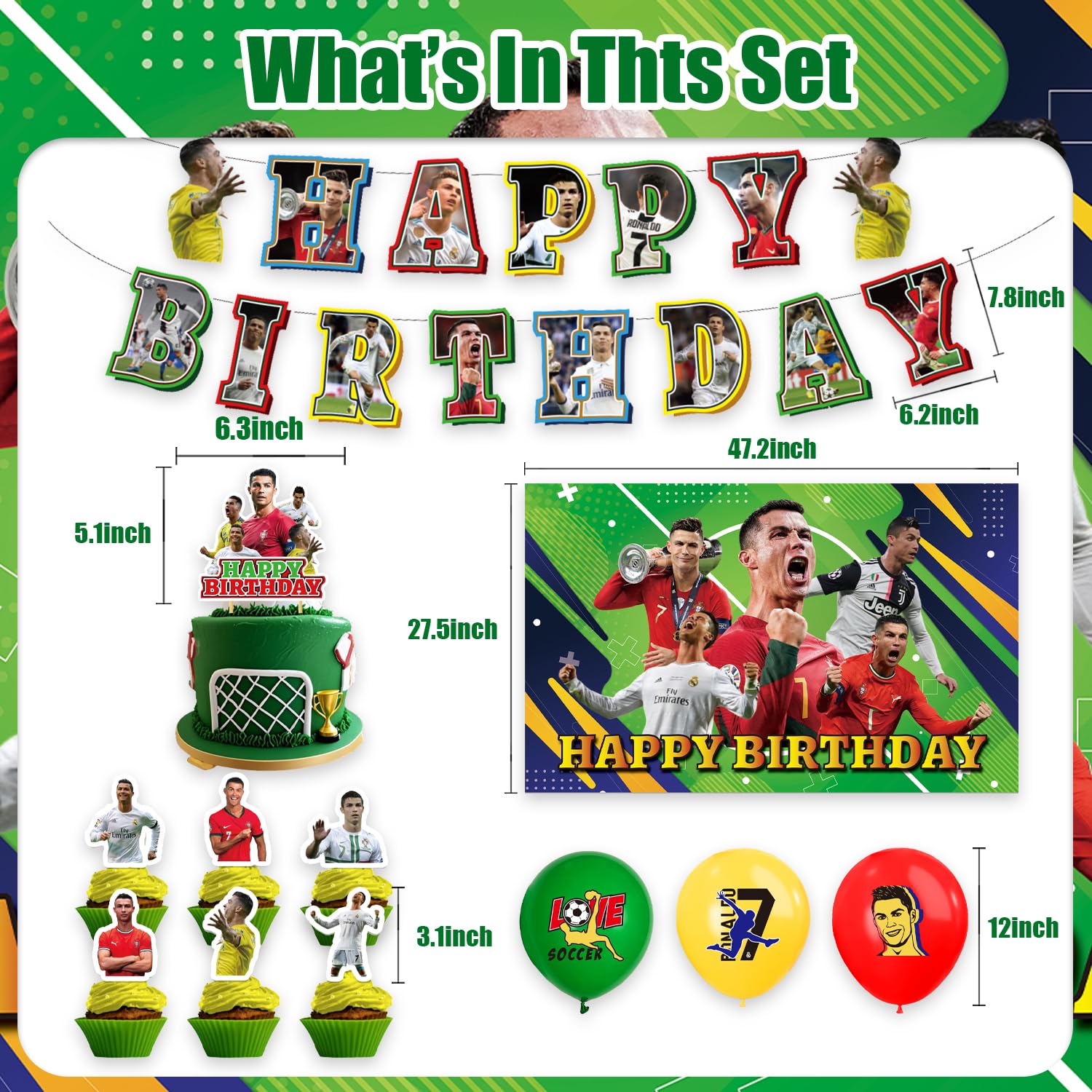 Zaprosze 42Packs Soccer Ronaldo balloons brighten the party space