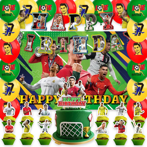Zaprosze 42Packs Soccer Ronaldo banner for festive party decor and easy setup