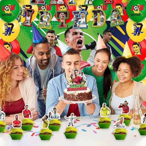 Zaprosze 42Packs Soccer Ronaldo cake topper highlights the birthday cake