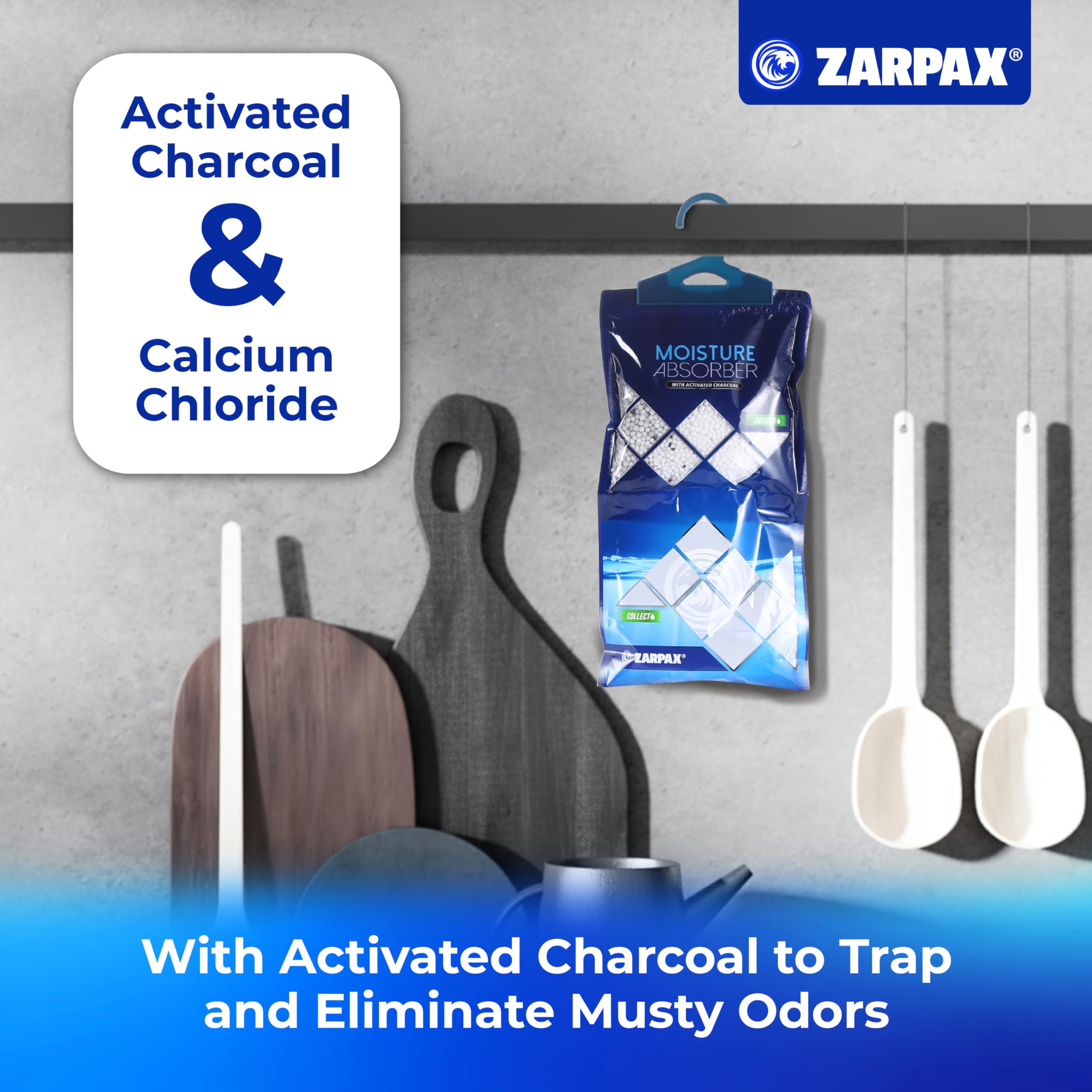 ZARPAX anti-spill design moisture absorber keeps area neat