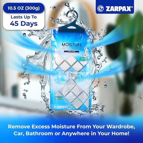 ZARPAX close-up shows anti-spill design preventing leaks on the moisture absorber.