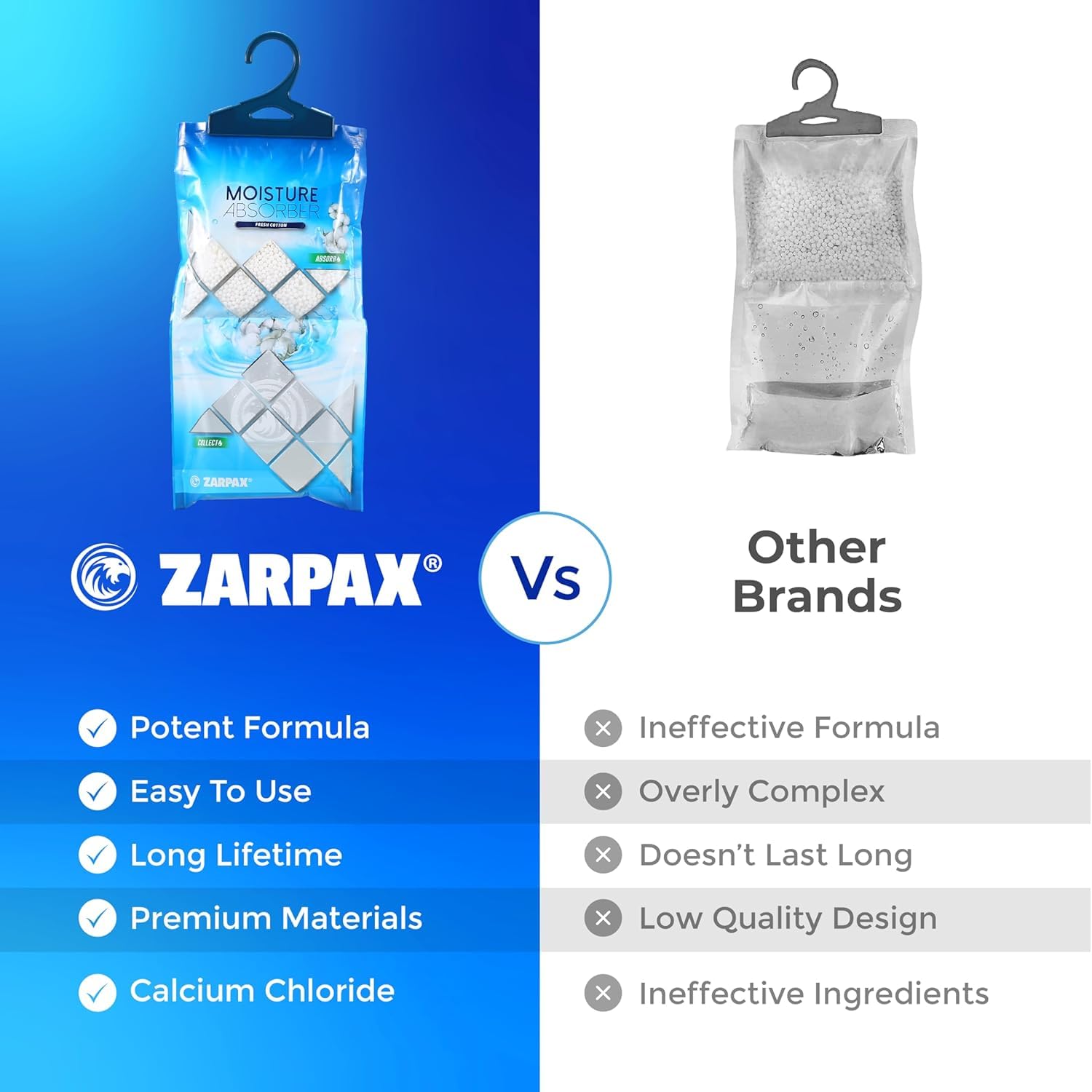 ZARPAX hanging dehumidifier set of 10 ready for multiple spaces.
