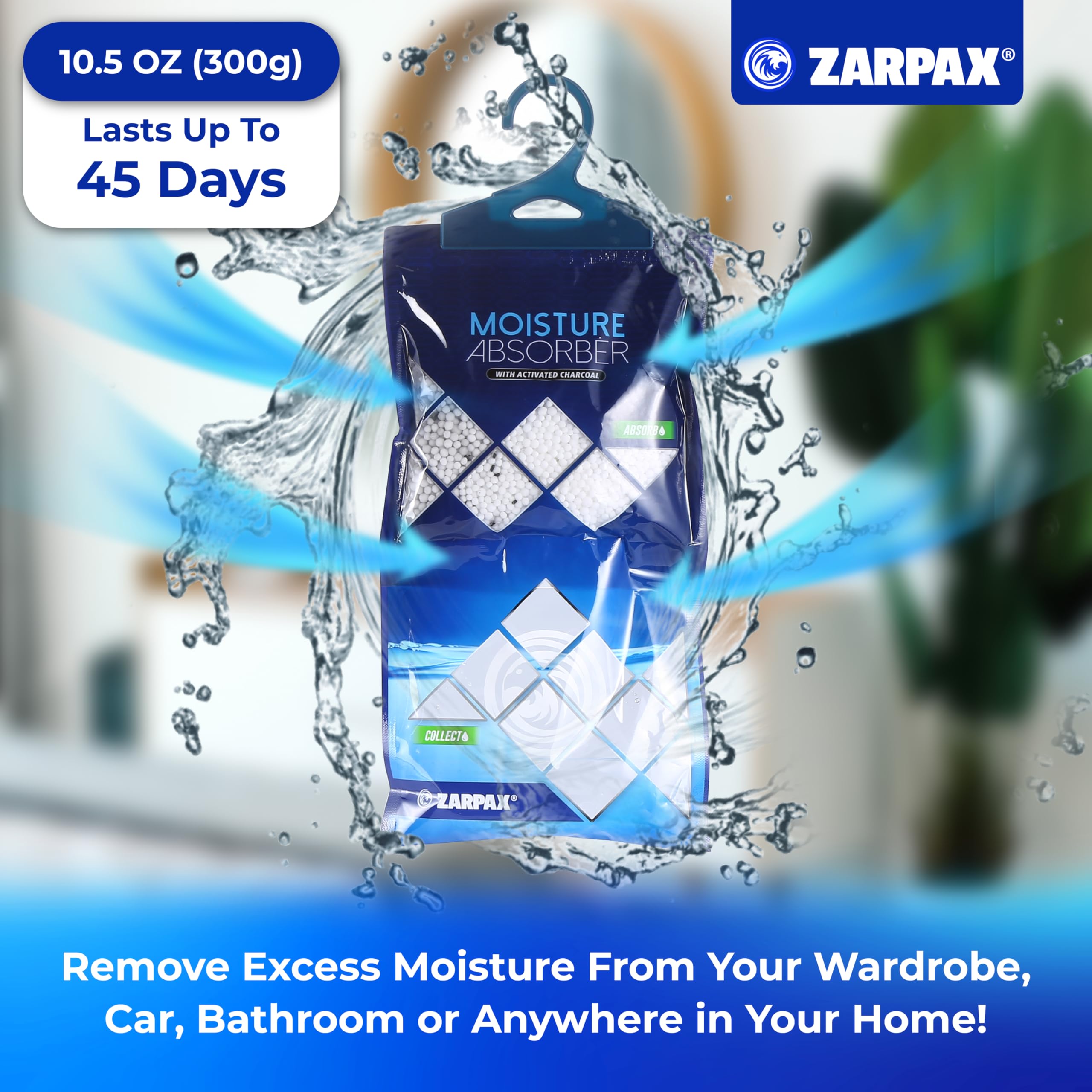 ZARPAX moisture absorber in closet reducing humidity and odors