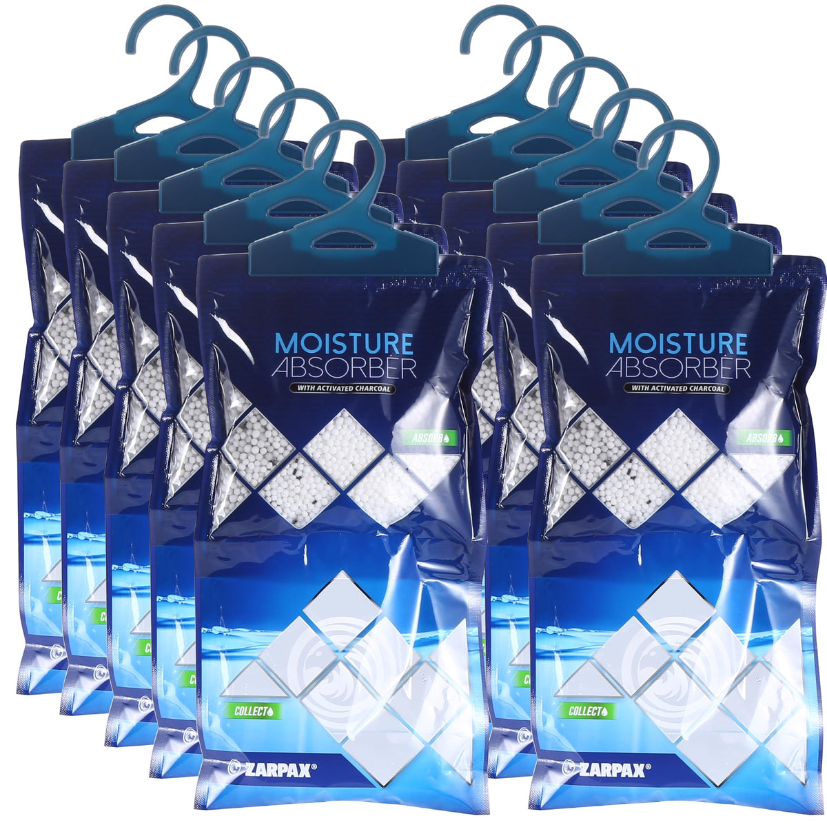 ZARPAX hanging moisture absorber with activated charcoal in packaging example