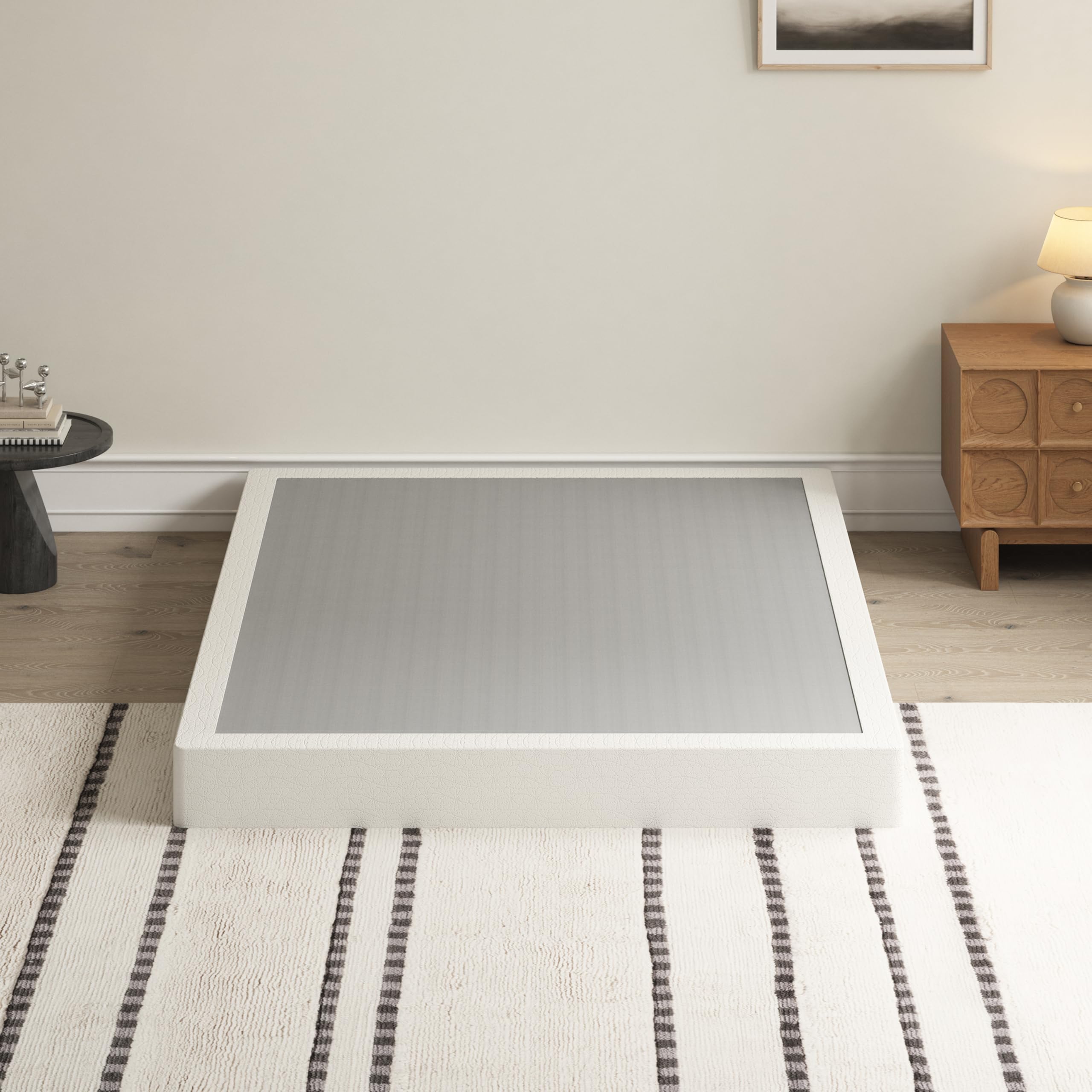 ZASHONT 7-inch queen box spring base with sturdy support for mattresses.