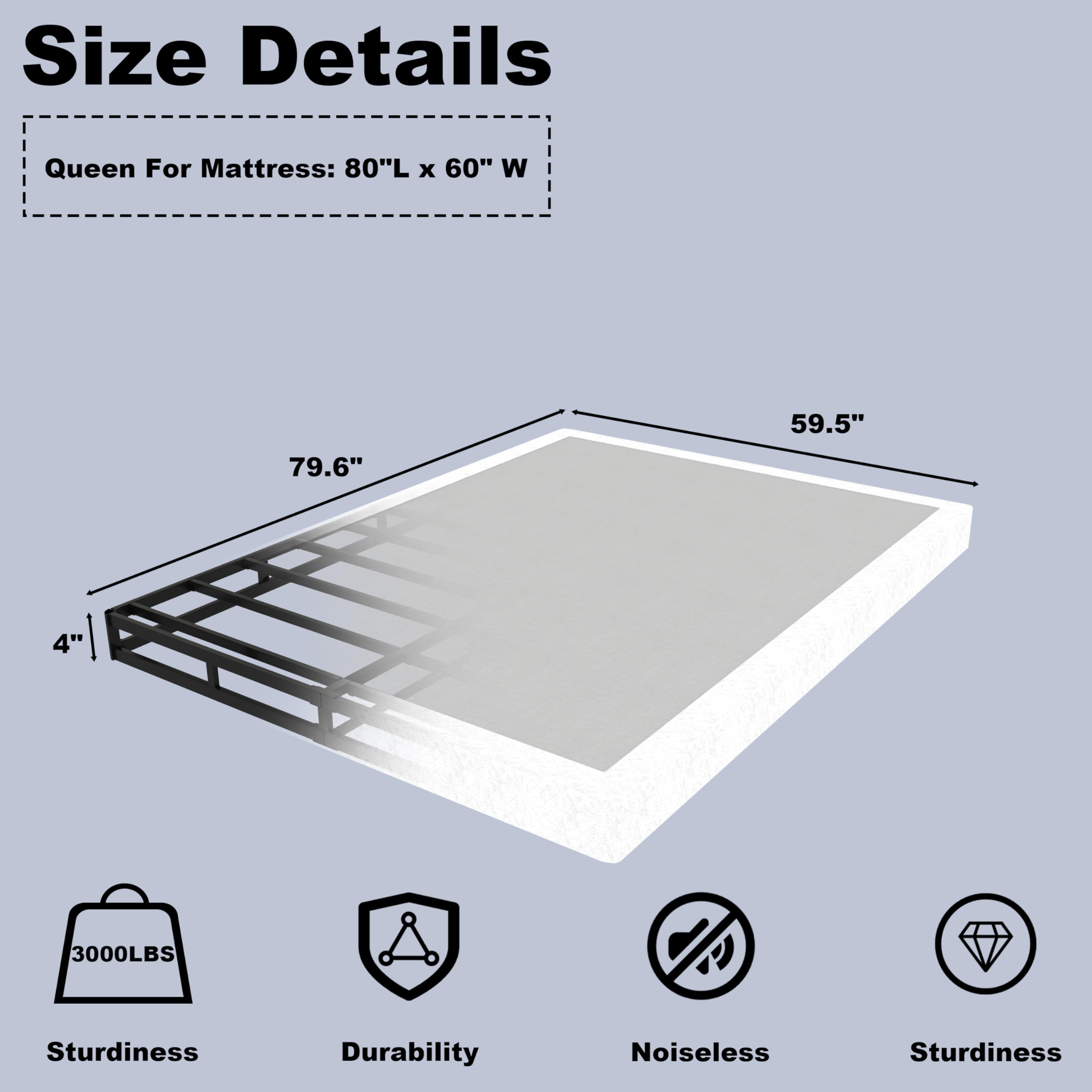 ZASHONT metal core queen box spring delivers durable support.