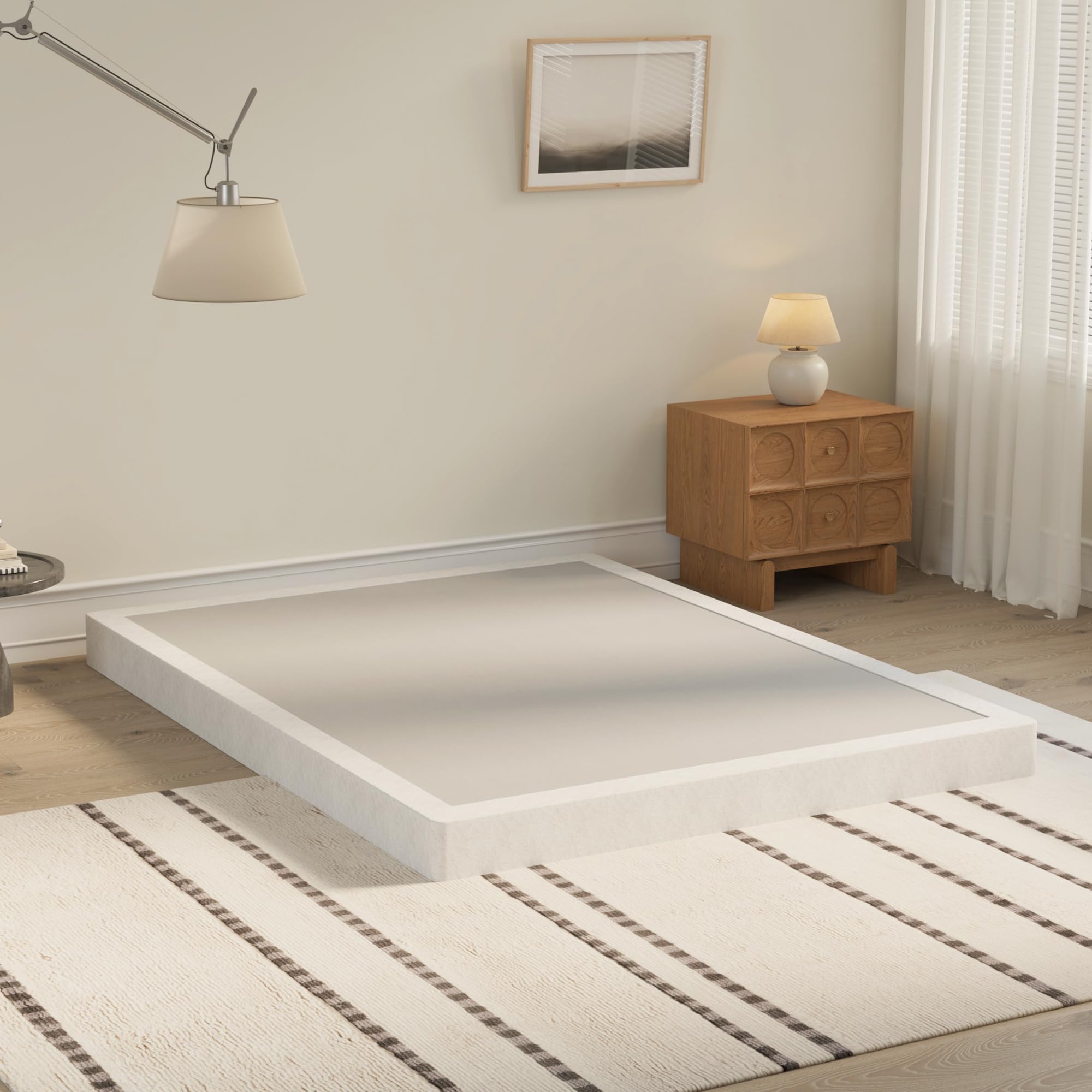 ZASHONT queen box spring 4inch cover provides durable, stable mattress support.