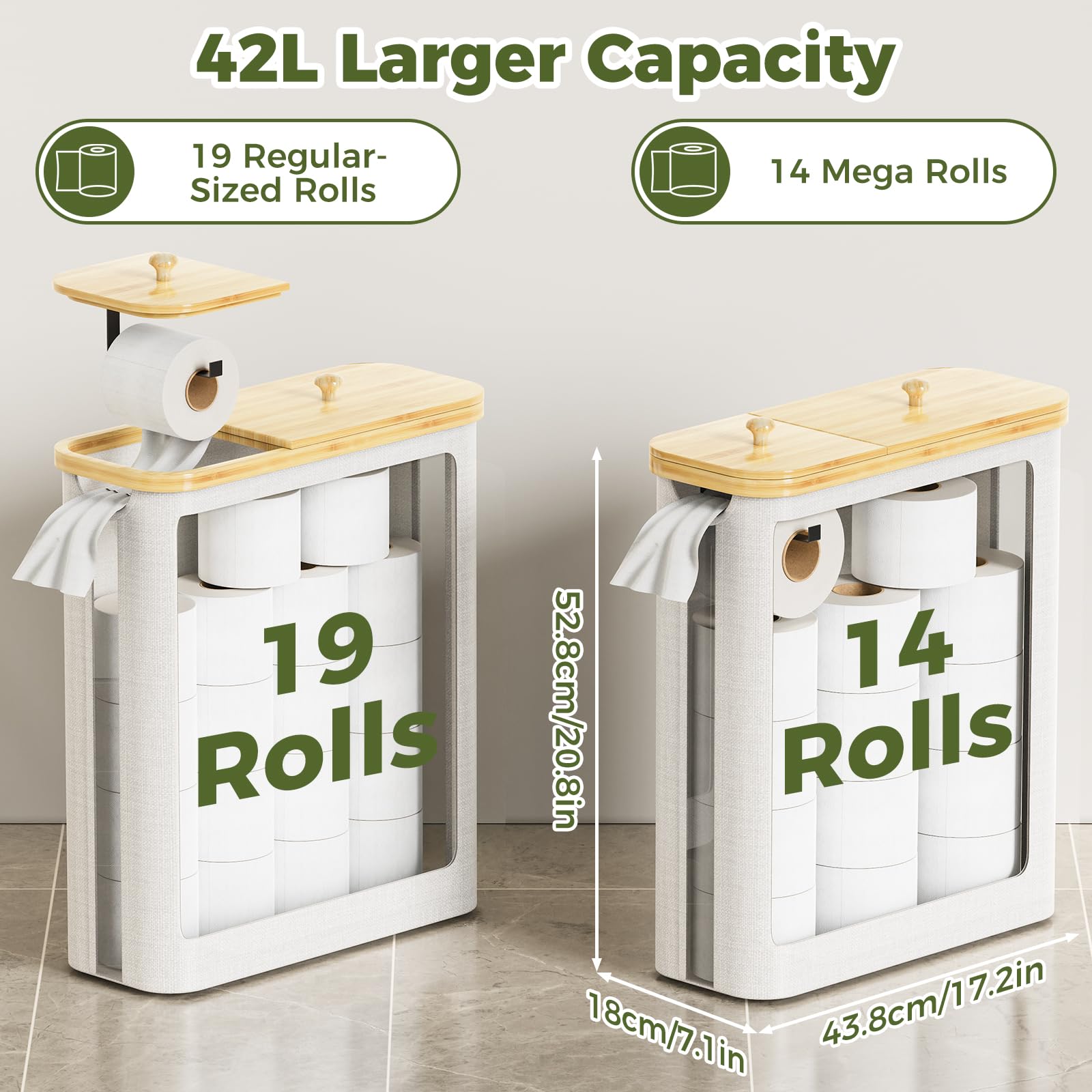 ZATOCL basket with bamboo lid demonstrating extra surface space for small items.