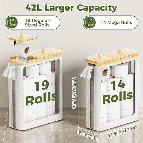 ZATOCL basket with bamboo lid demonstrating extra surface space for small items.