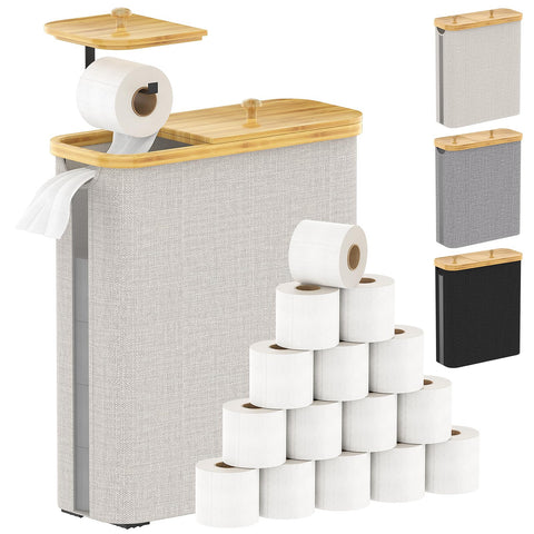 ZATOCL 42L basket with bamboo lid showing side hook for quick tissue access.