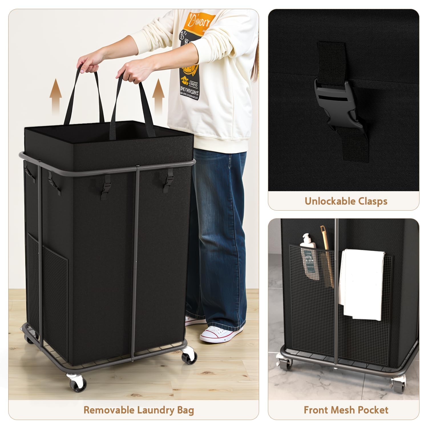 ZATOCL wheels include brakes to keep the basket securely in place.