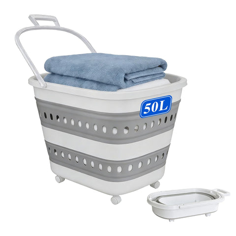 ZAUNFOOY 50L collapsible basket front view highlights space-saving design.