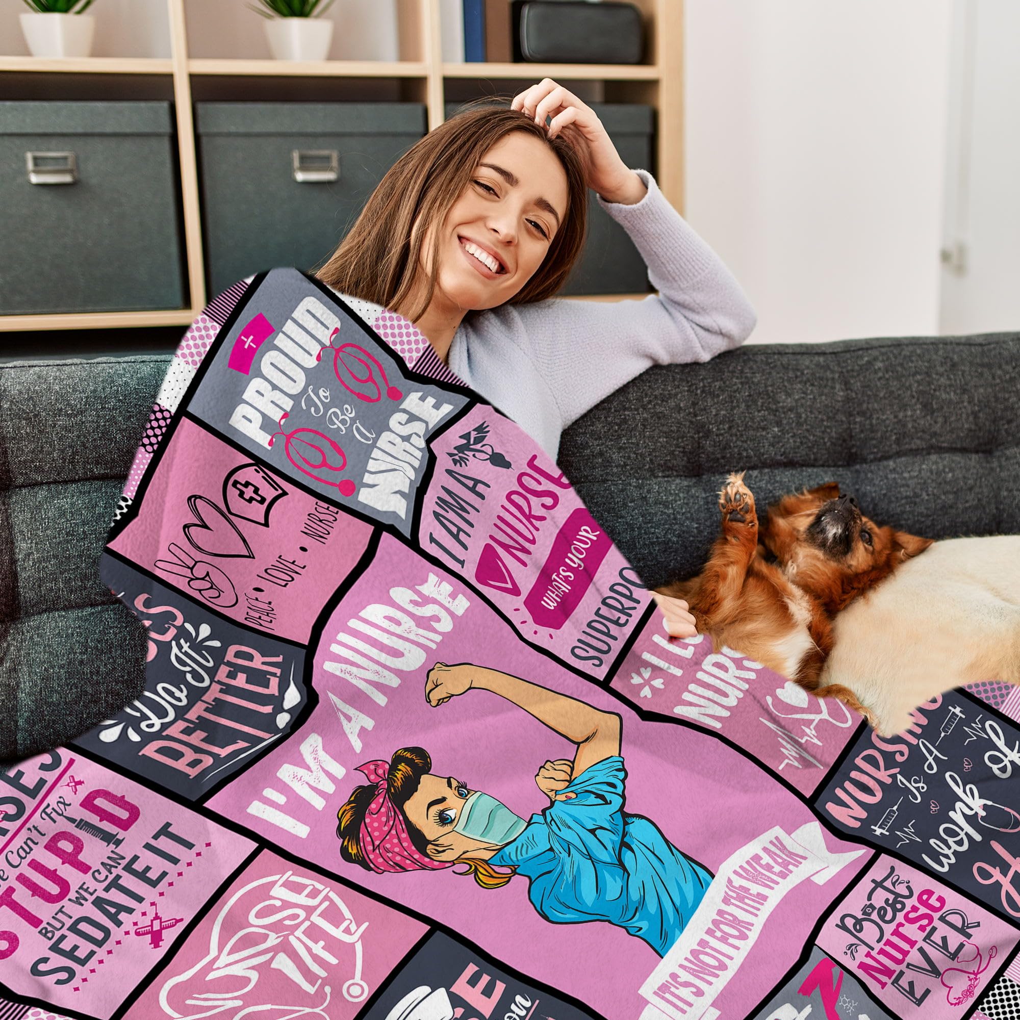 Zawqiye nurse blanket draped on a sofa adds versatile coziness at home.