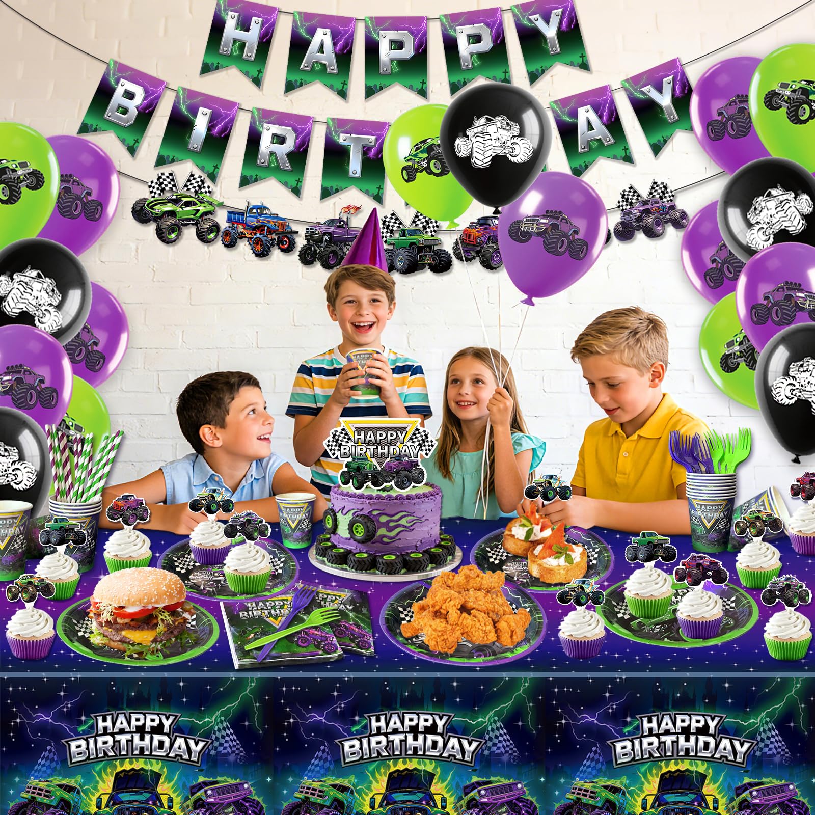 ZBYQDHO Monster Truck 9-inch plates provide sturdy meal service.