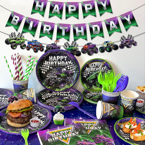 ZBYQDHO Monster Truck cake toppers pack complements cupcakes and cake decorations.