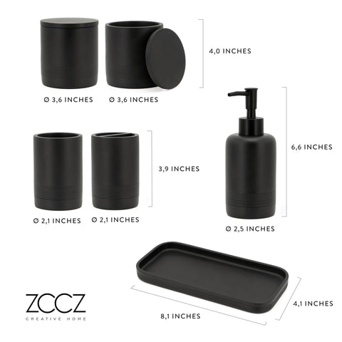 ZCCZ six-piece set creates an organized, stylish bathroom display
