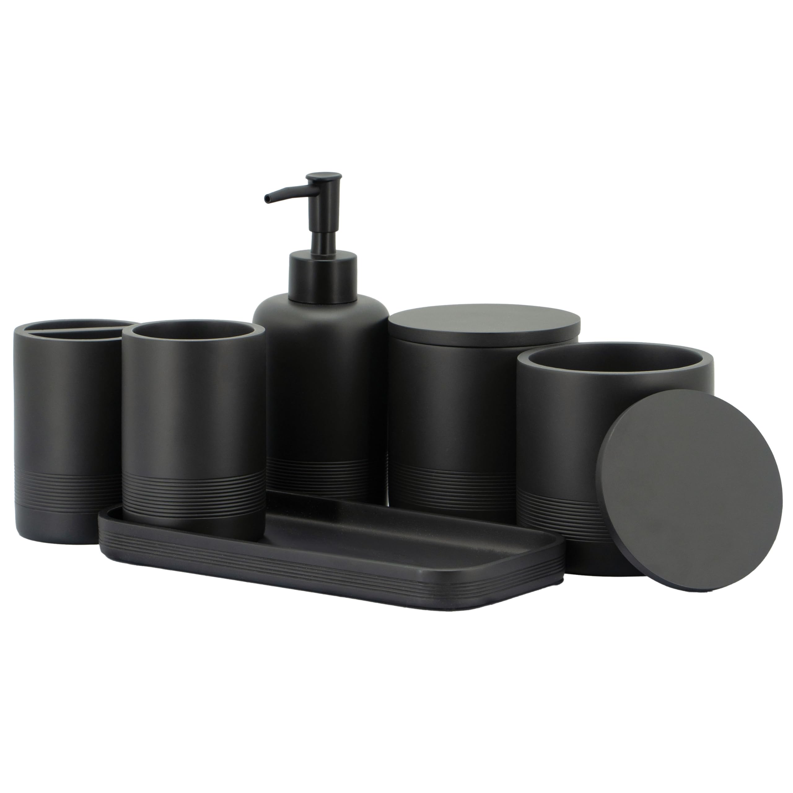 ZCCZ black matte soap dispenser with rust-resistant pump for bath