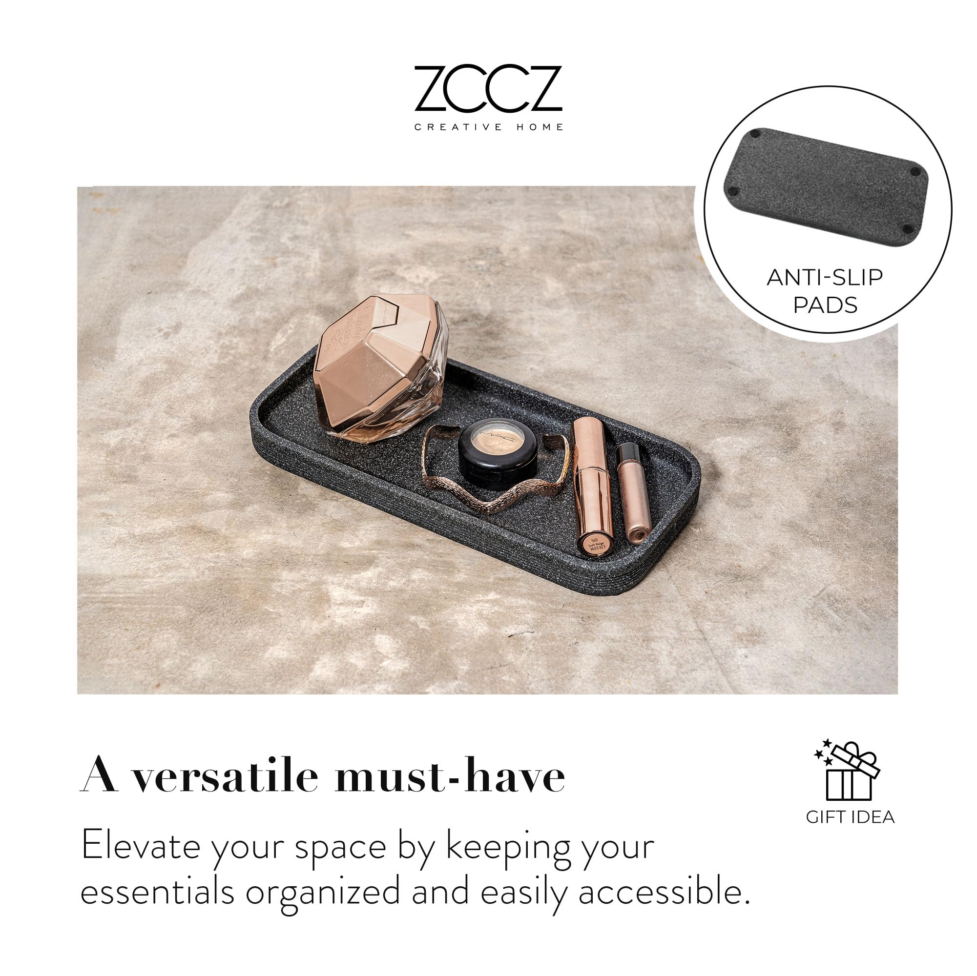 ZCCZ Black Stone Q-tip holder keeps cotton swabs neatly arranged