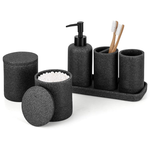 ZCCZ Black Stone soap dispenser keeps liquid soap neatly accessible on the counter