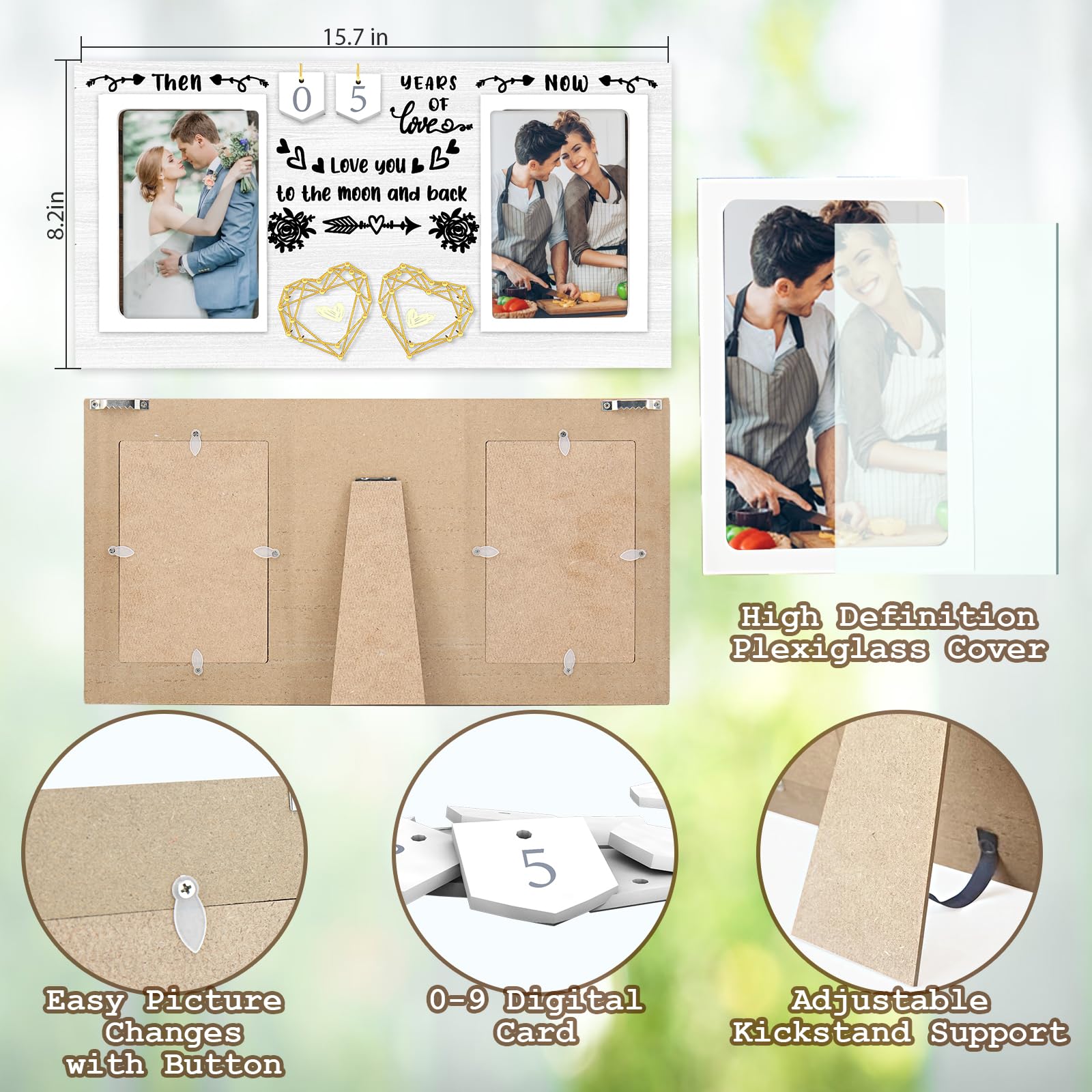 ZCPTZ double 4x6 photo frame in wood MDF for durable keepsakes.