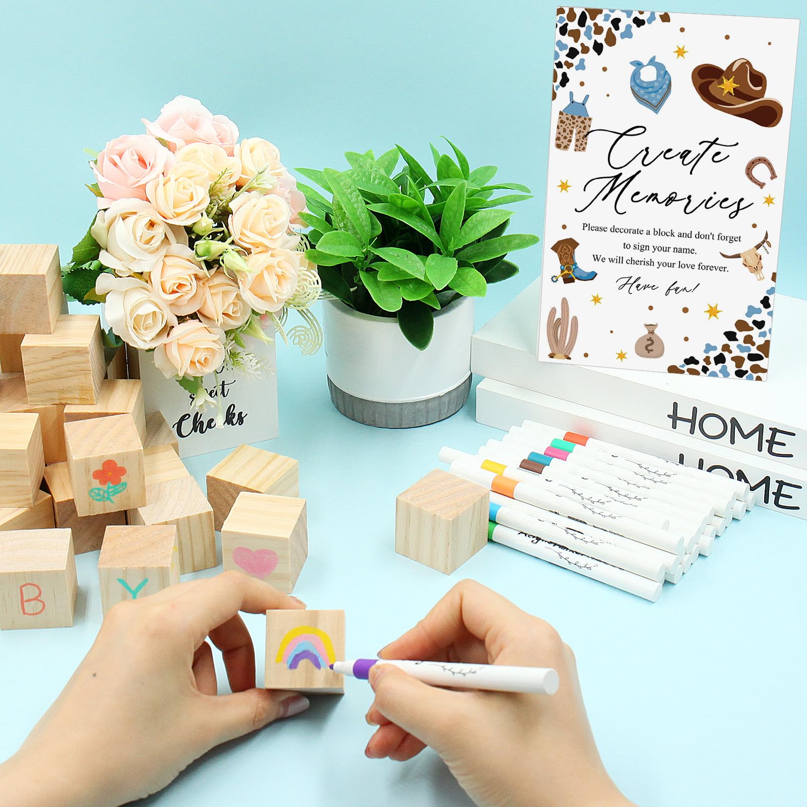 ZCPTZ durable wooden signs and blocks ensure safe, odorless DIY fun.