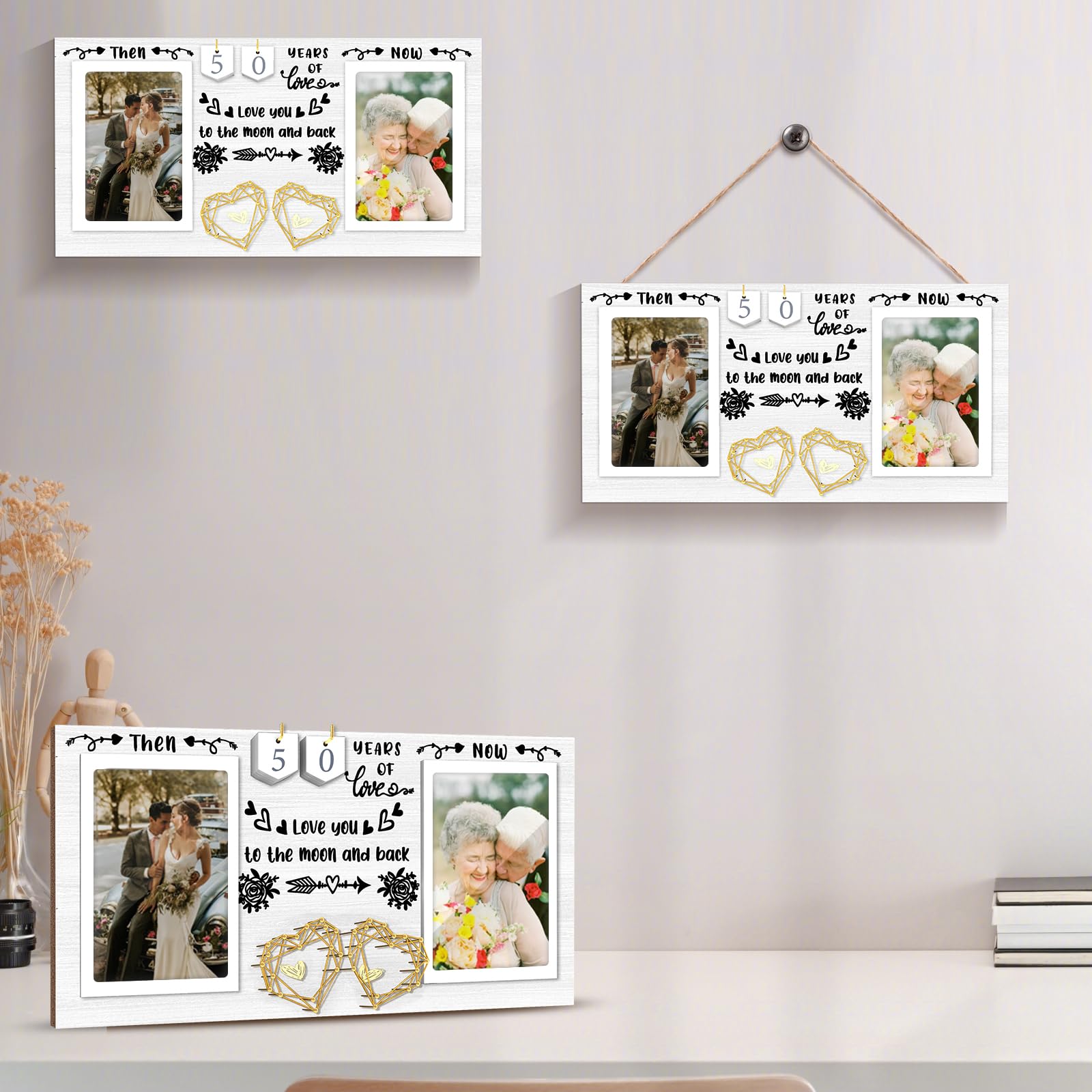 ZCPTZ frame features glass and cotton heart detail preserving memories elegantly.