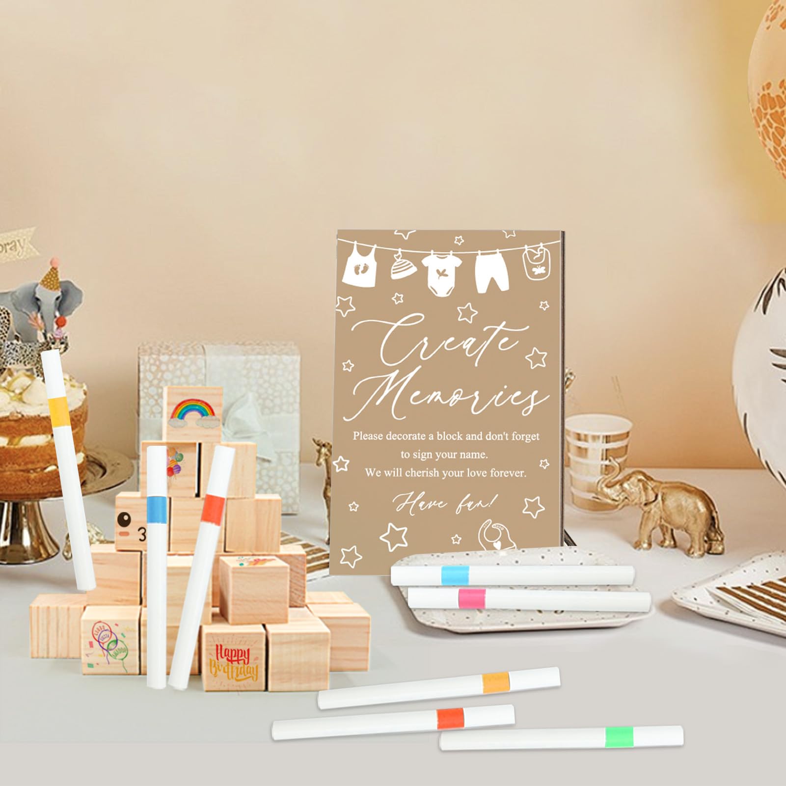 ZCPTZ natural wood color design fits any party theme.