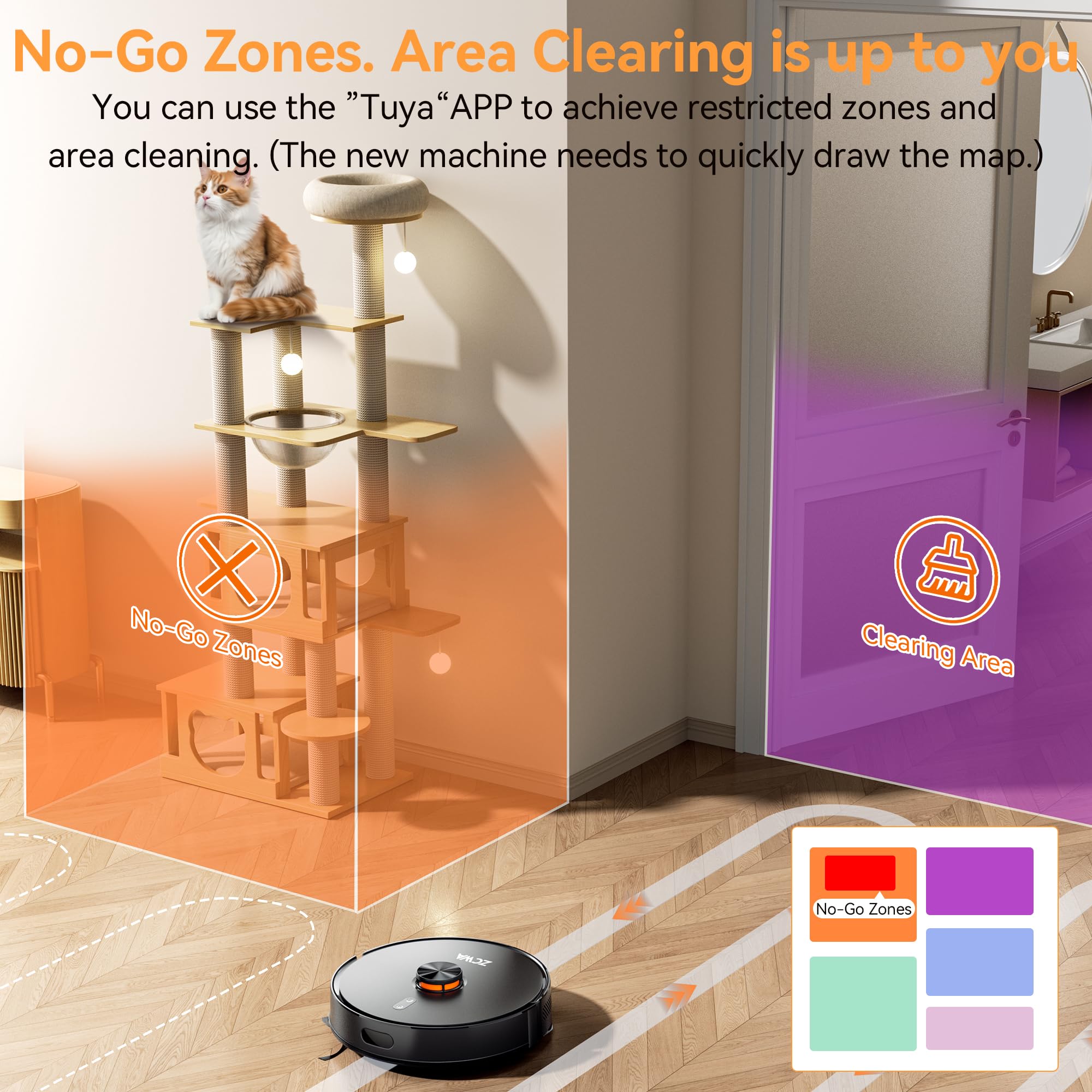 Smart mapping and zone cleaning via TUYA app