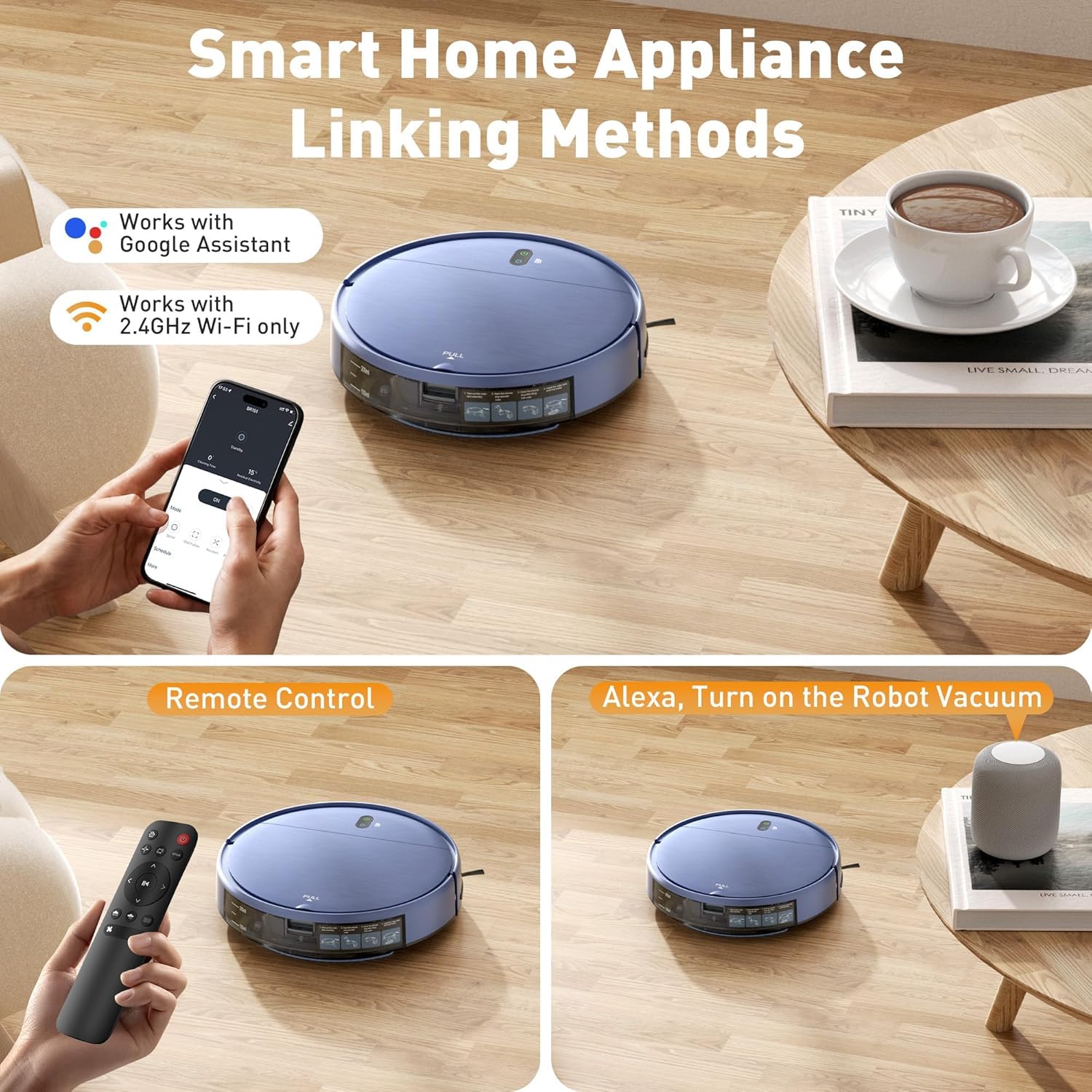 ZCWA 3D obstacle avoidance protects furniture and stairs.