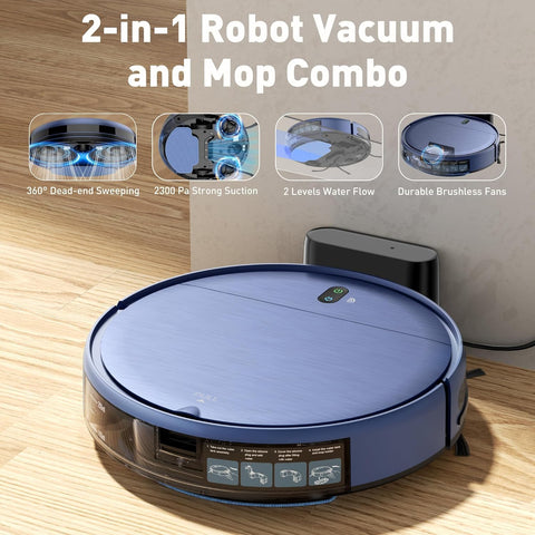 ZCWA Robot Vacuum Mop with 200ml dustbin for quick pick ups.