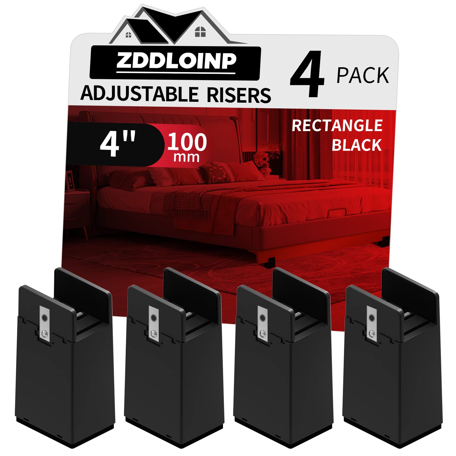 ZDDLOINP bed risers with adjustable screw clamp lifting and storage potential
