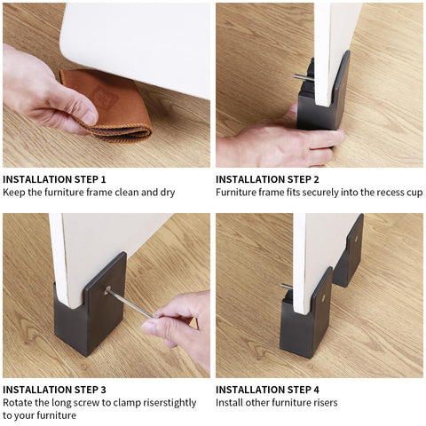 ZDDLOINP under-bed storage risers create extra space
