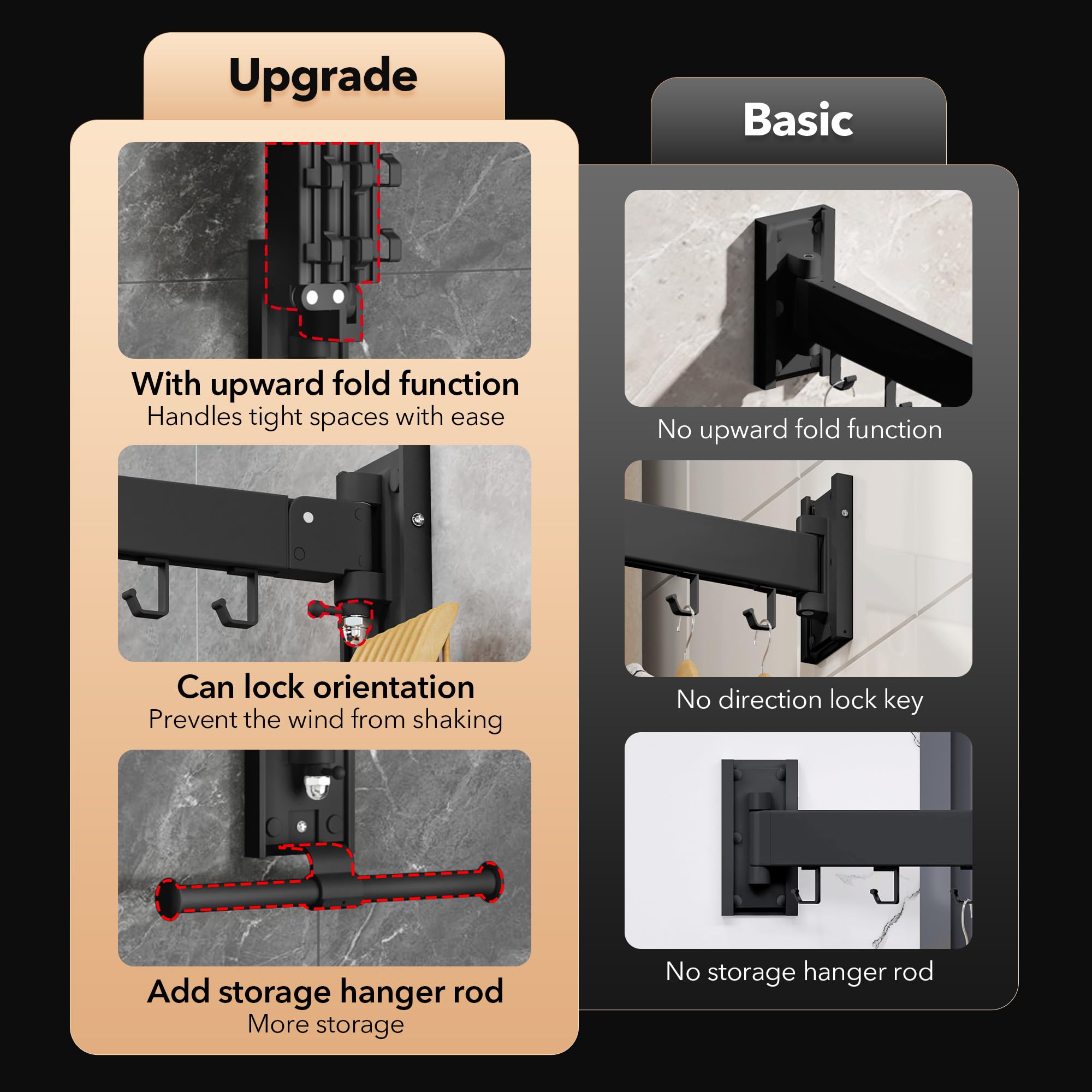 ZdwCyl drying rack folds upward to free floor space.