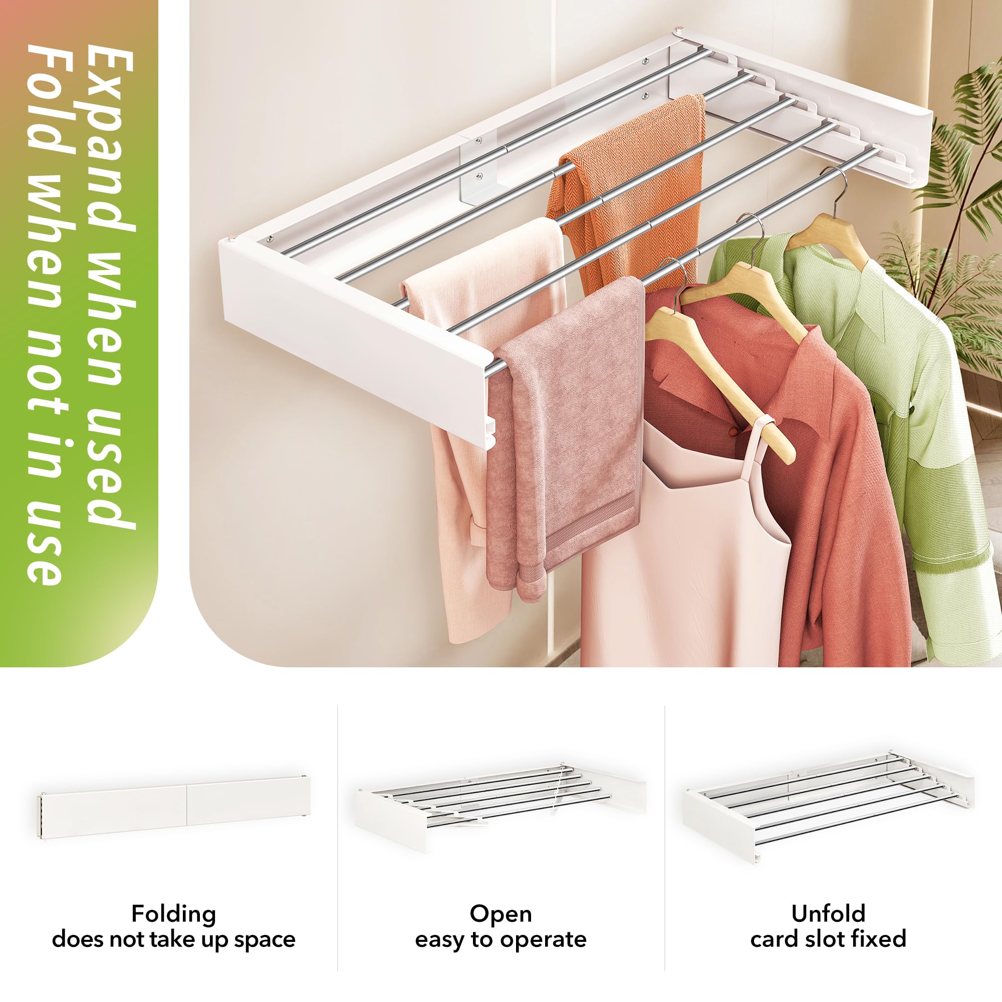 ZdwCyl five-pole drying system provides strong load-bearing for towels and shirts.