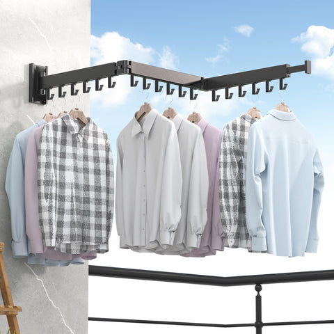 ZdwCyl retractable rack adapts to smaller rooms while drying clothes.