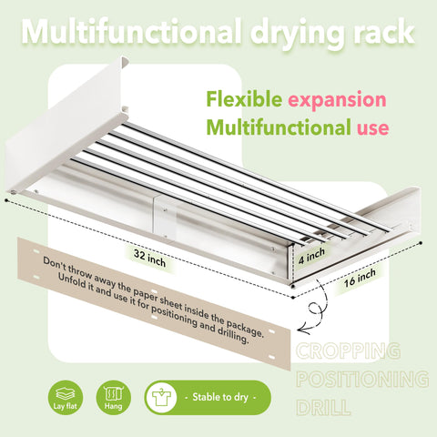 ZdwCyl retractable drying rack extended for full-length loads.