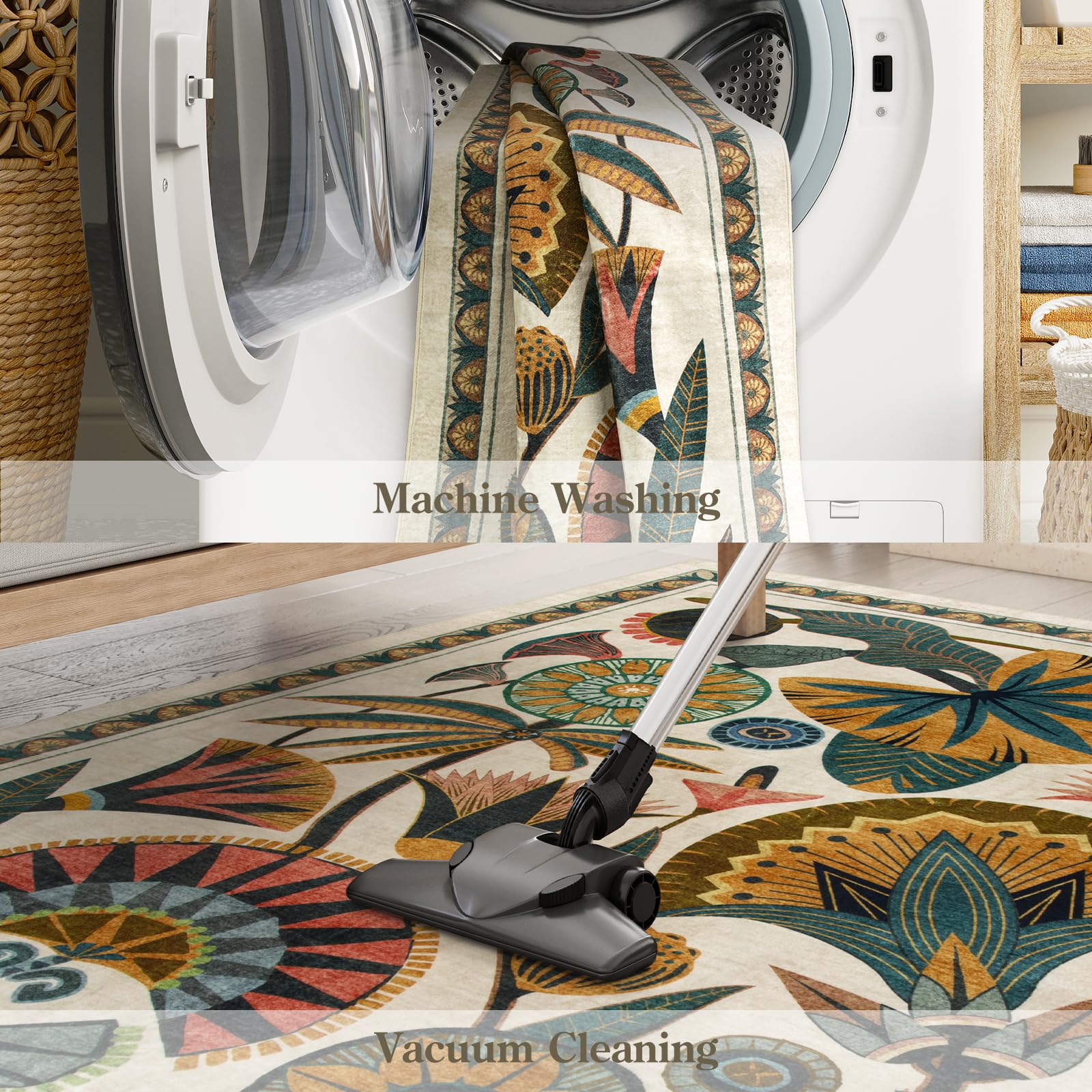 Zealude Easy-Clean Machine-Washable Rug for quick maintenance and fresh looks