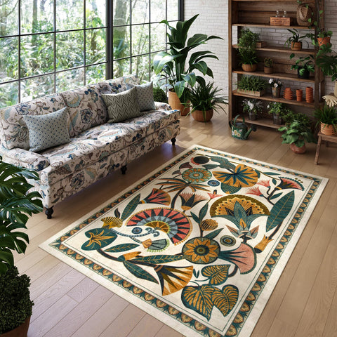 Kids and pets-friendly Zealude rug for cozy family moments.