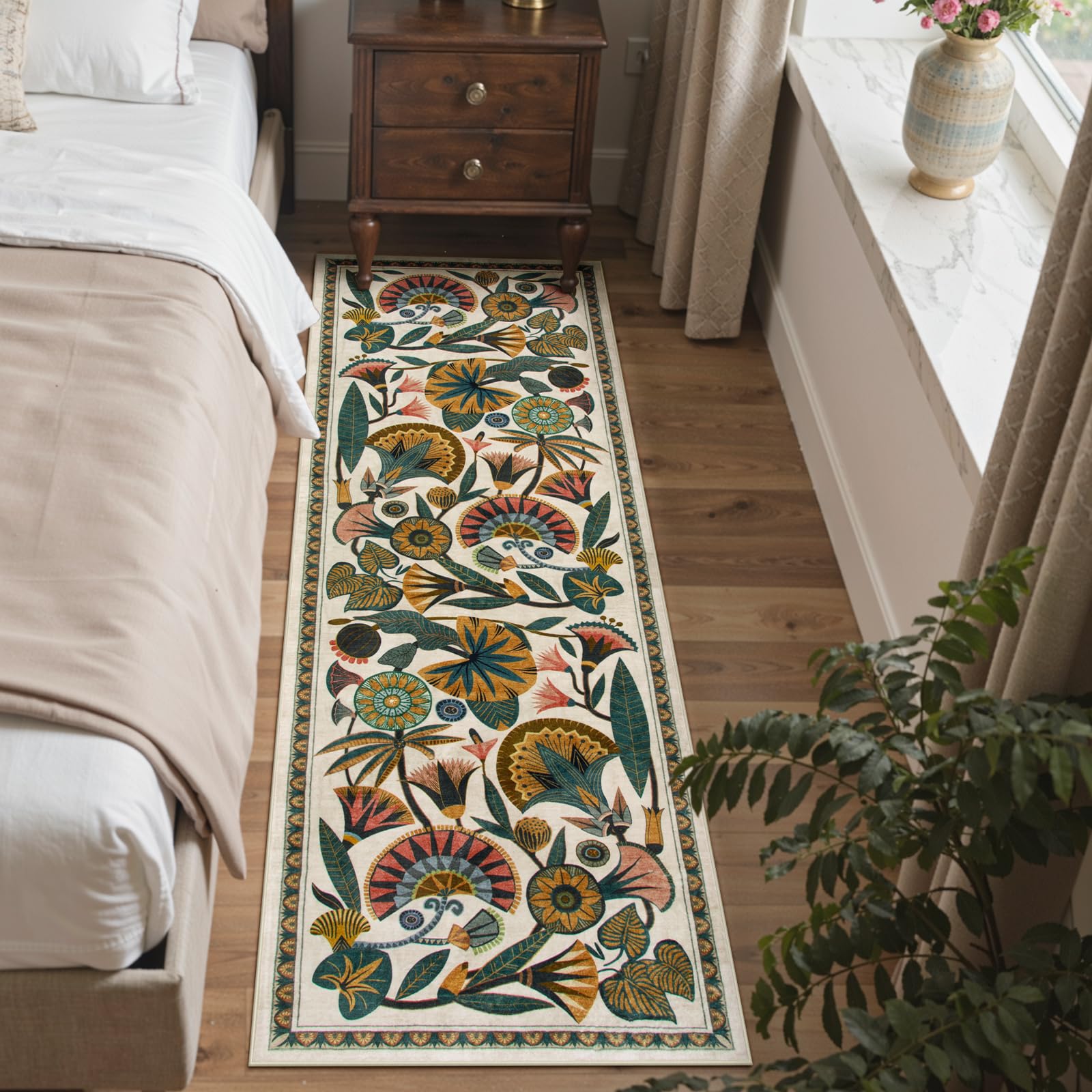Zealude machine-washable kitchen rug cleans easily after spills.