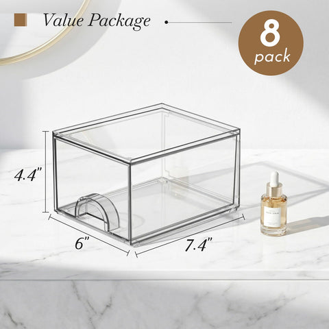 Zeawec clear stackable storage box front view showing smooth drawer glide