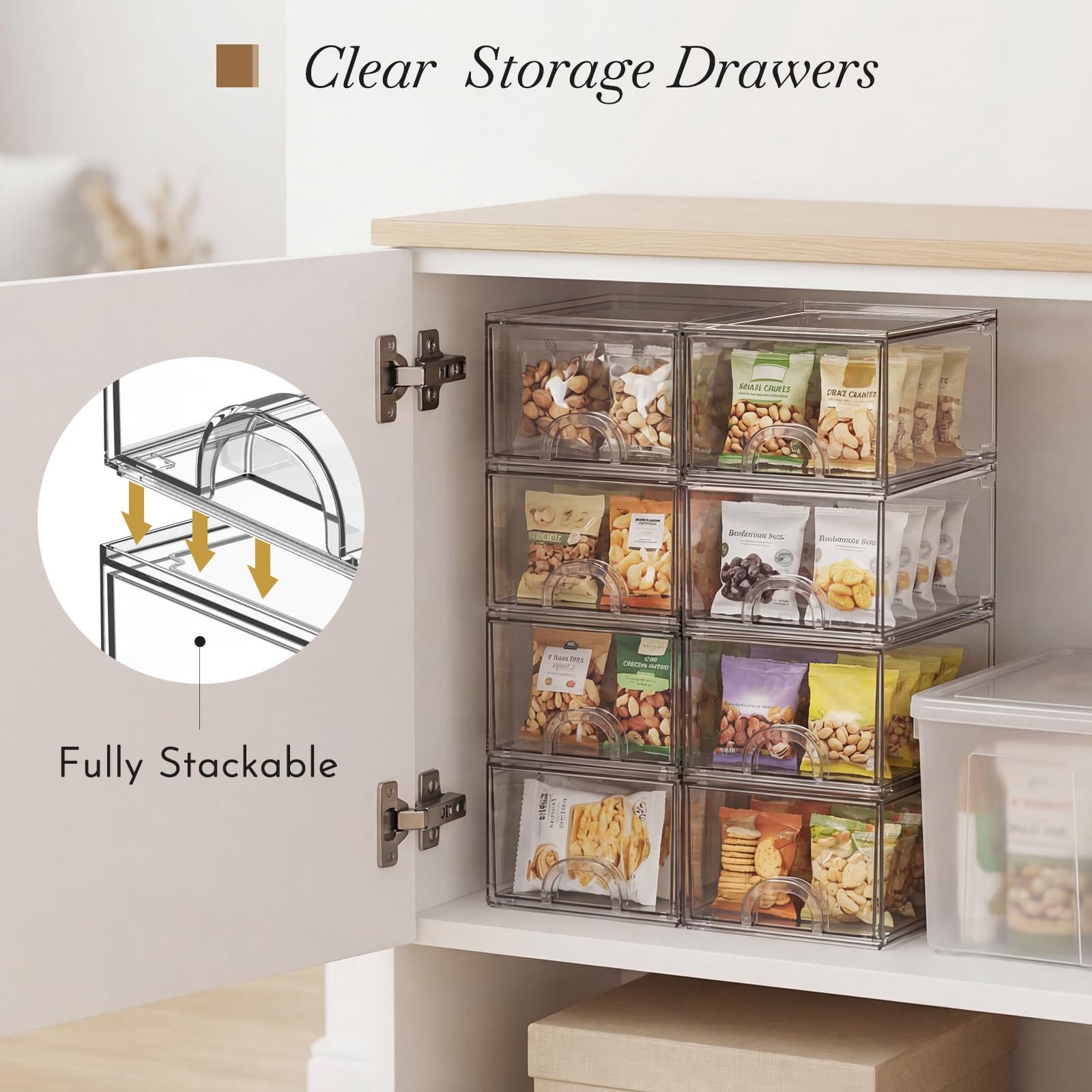 Zeawec clear stackable storage box stable base for secure placement