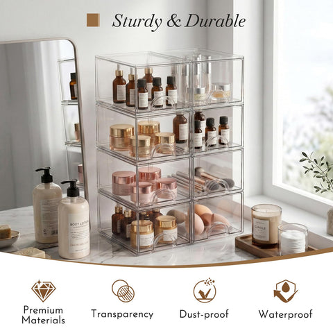 Zeawec clear stackable storage box with transparent compartments for easy visibility
