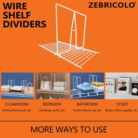 Zebricolo closet dividers for towels and shoes, keeps items separated.